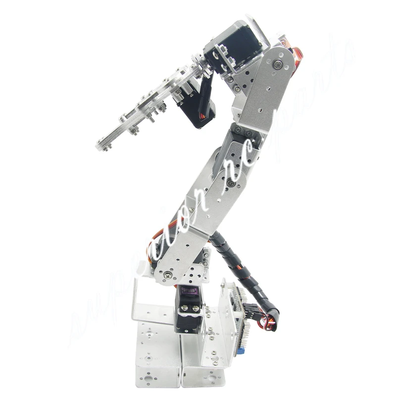 Arduino Robot 6 DOF Aluminium Clamp Claw Mount Kit Mechanical Robotic Arm & Servos Metal Servo Horn-Silver