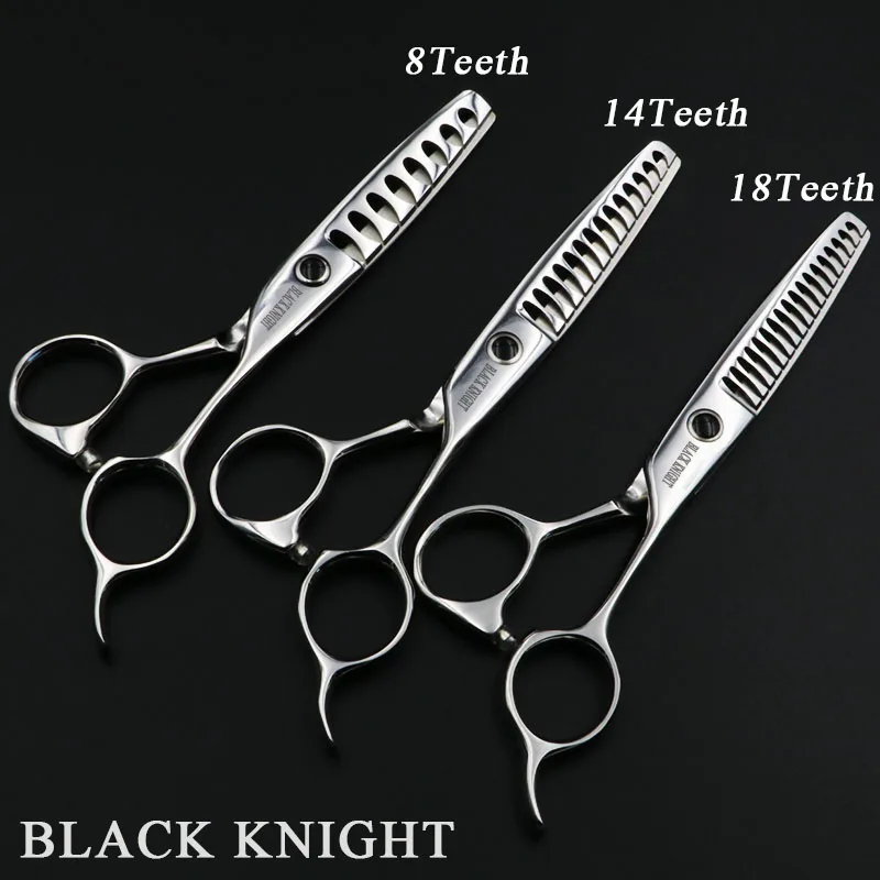 Black Knight 6 Inch Hair Thinning Scissors Professional Hairdressing 8/14/18 Teeth Scissors Barber Shears High Quality