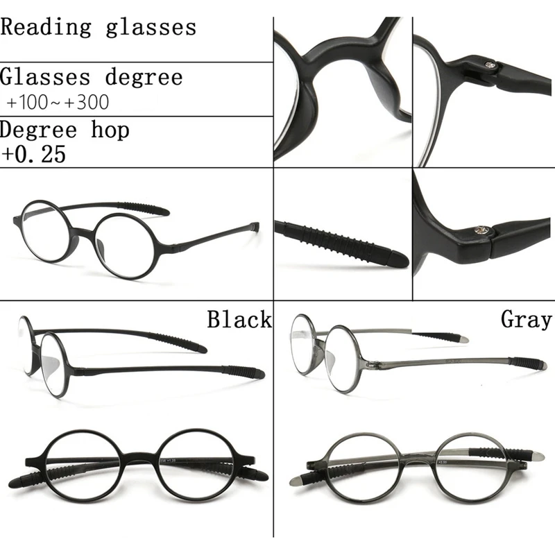 High Quality Currently Wholesale Reading Glasses Round Frame TR90 Ultra-Light Super Elastic Anti-Fatigue Presbyopia Glasses 175