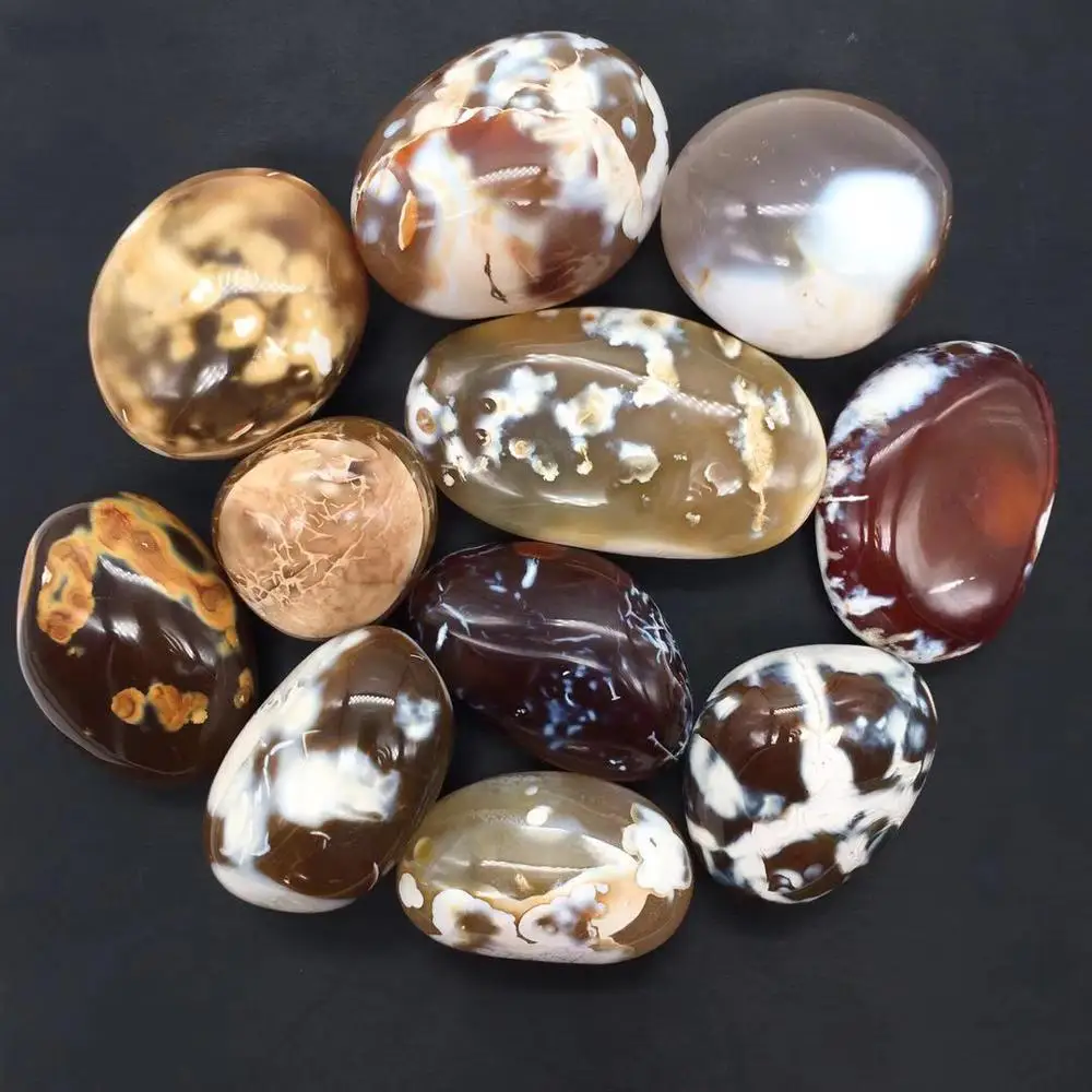 

Natural Orca Agate palmstones quartz crystal minerals gemstones healing reiki decoration for flowerpot plants gift