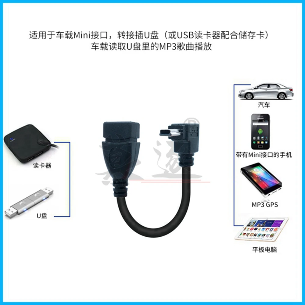 Mini USB 5PinชายUSBหญิง 90 องศาแปลงอะแดปเตอร์ข้อมูลสำหรับรถMP3 MP4 แท็บเล็ตโทรศัพท์U-Di