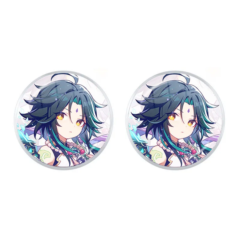 2021 New Arrival Genshin impact Cartoon Glass Dome Stud Earrings For Women Girls Jewelry Gift