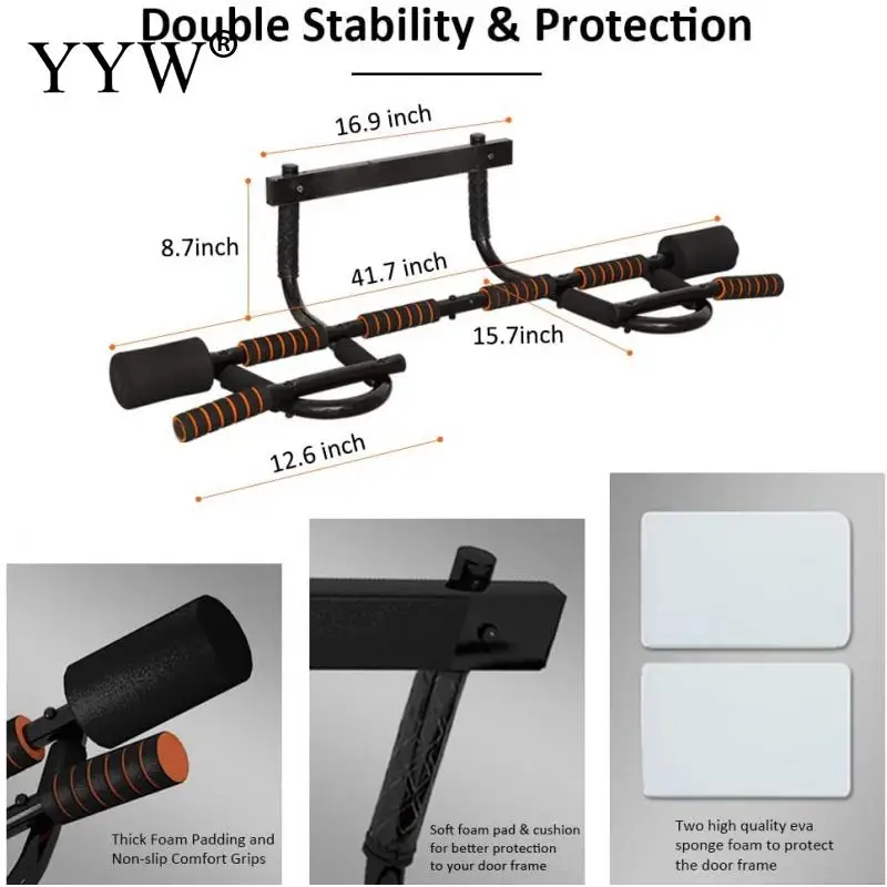 YYW Door Horizontal Bars Steel Home Gym Multi Workout Push Up Pull Up Training Bar Sport Fitness Sit-ups Equipments Heavy Duty