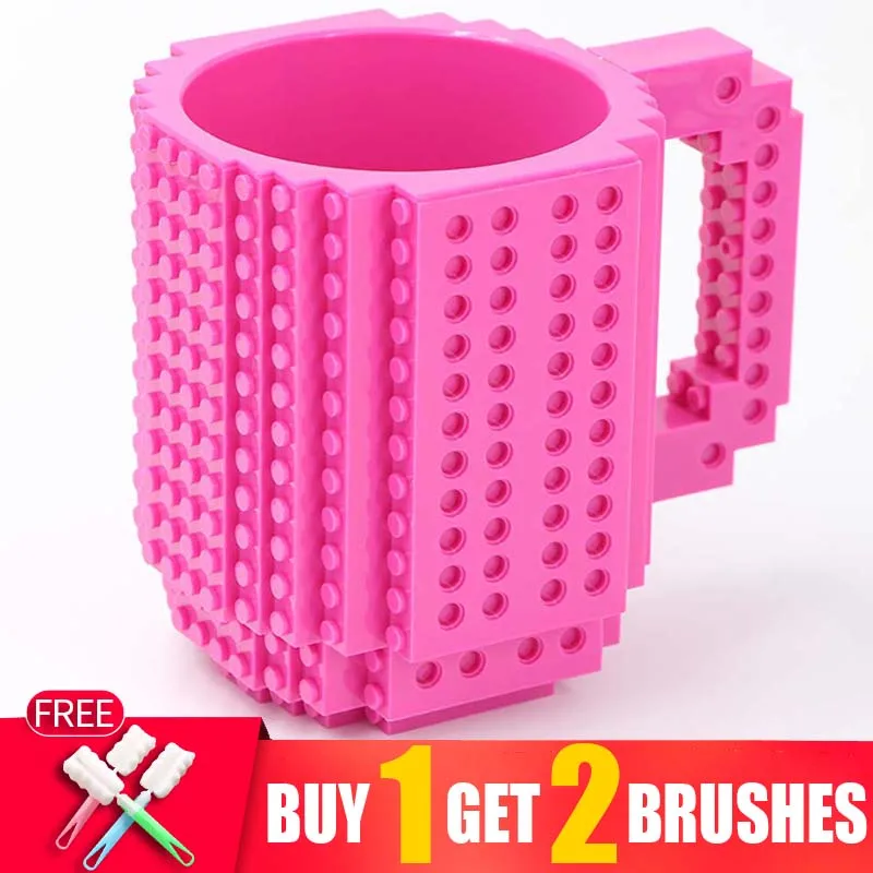 Lego Compatível Plástico Branco Canecas de Café, Kids Cup, ao ar livre, personalizado, Natal, crianças, Eco Friendly, criativo, bonito, 360ml