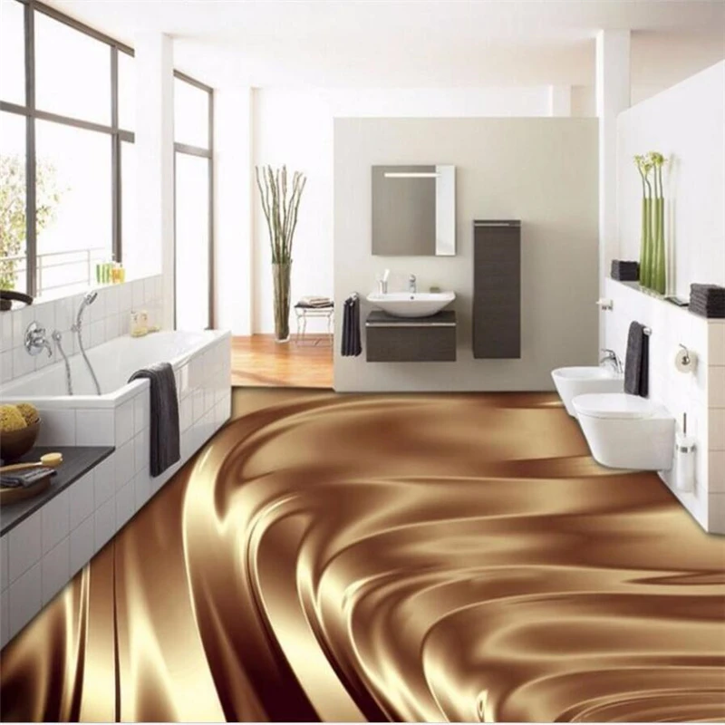 

Custom floor painting 3D beautiful golden metal flooring tile floor stereo painting papel de parede TV background wall flooring