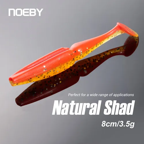 NOEBY-Cebo blando de silicona para pesca, cebo Artificial Wobblers con cabeza Jig, Swimbait para lubina Shiner, 8cm, 3,5g, cola T, Texas Rig