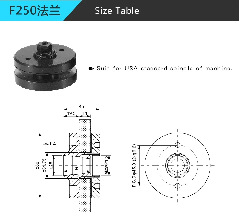研削盤フランジ F250 / F350 研削スピンドルフランジ平面研削盤ホイールフランジアクセサリーレンチ