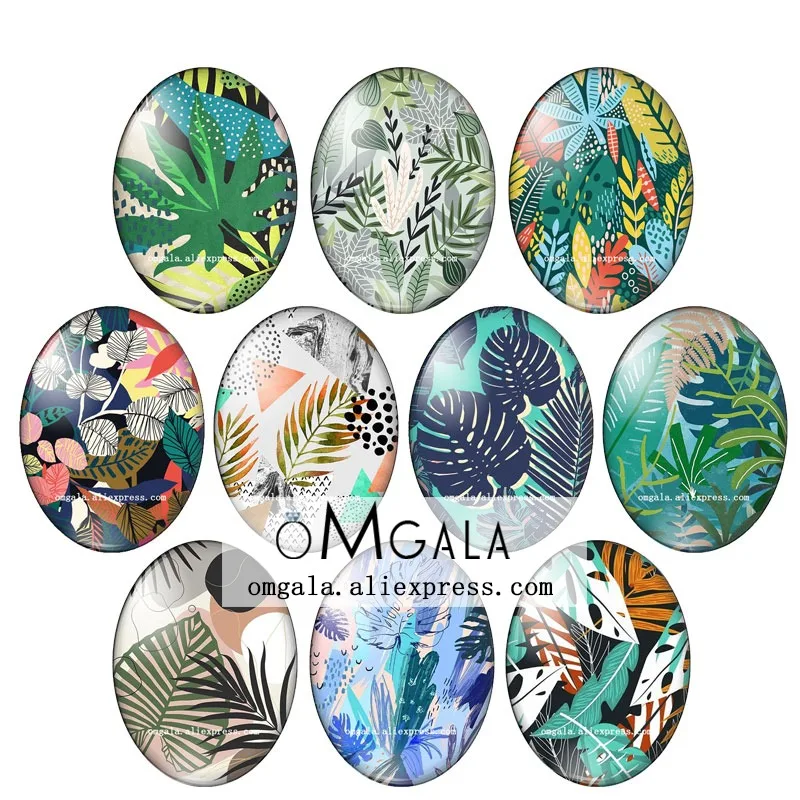 

Colorful Forest Leaves Art Paintings13x18mm/18x25mm/30x40mm Oval photo glass cabochon flat back Making findings