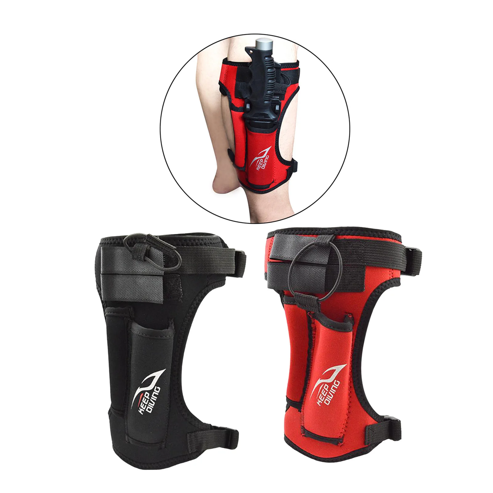 Neoprene Diving Knife Wrap Sheath Strap Leg Holder Holder with 2 Pockets Adjustable Dive Gear, Hook & Loop Closure Wrap