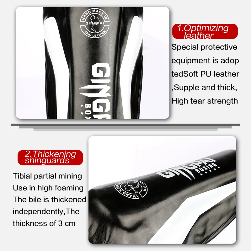 Thicker Boxing Shin Guards PU Leather Protection Leggings Equipment Martial Arts Muay Thai Leg Taekwondo Ankle Protectors