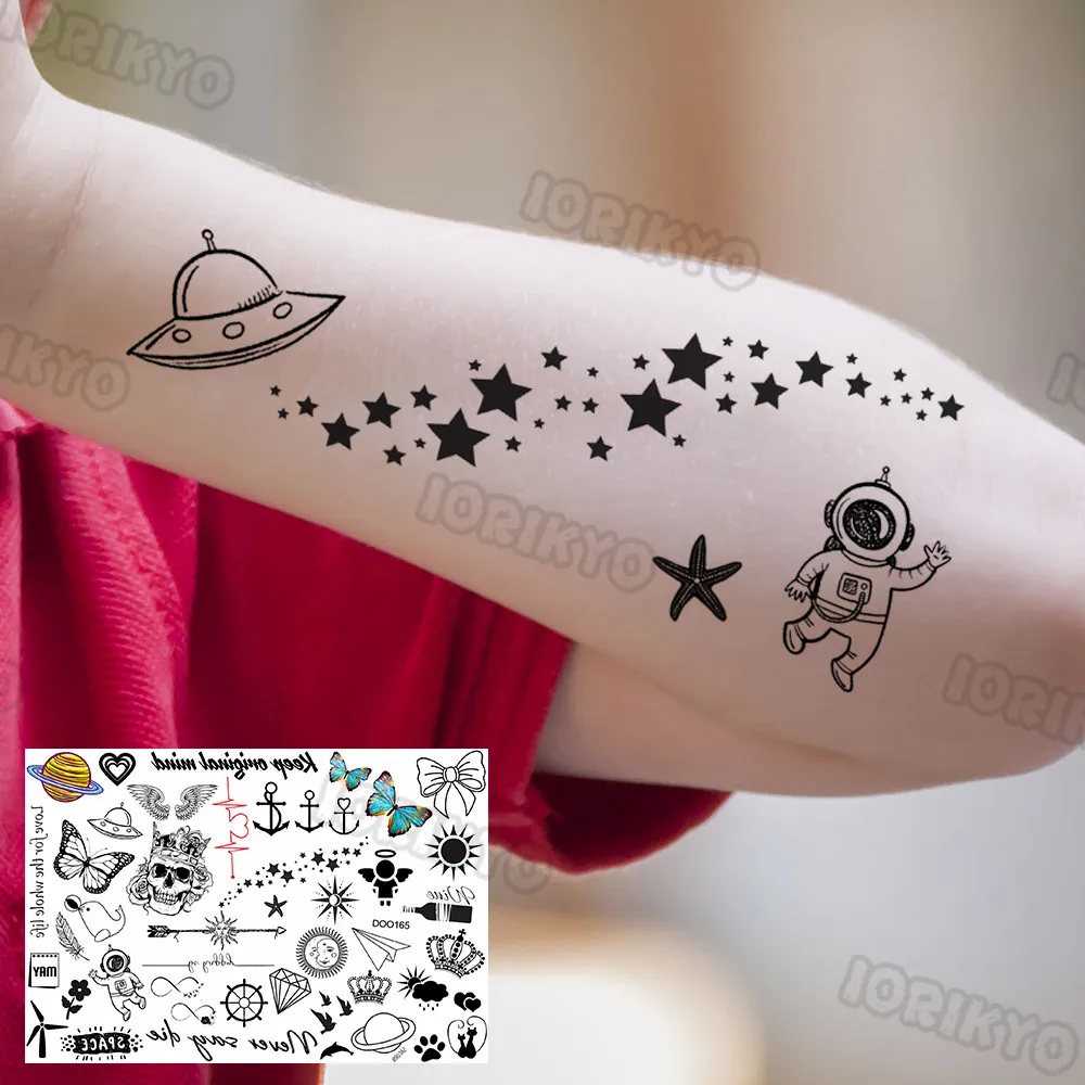 Schwarz Brief Dreieck Temporäre Tattoo Für Frauen Männer Kinder Erwachsene DIY Kleine Planeten Stern Tattoos Aufkleber Gefälschte Wasserdichte Arm Tatoo