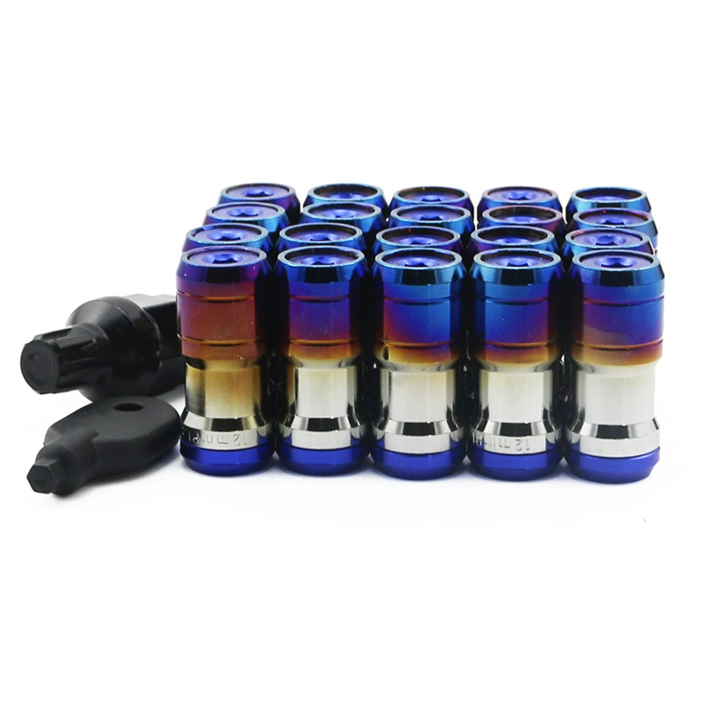 Volk Racing Concealed Heptagon Formula Steel Wheels Lock Lug Nuts Acorn Rim Close End M12xP1.25 M12xP1.5 Burning Blue 20Pcs/set