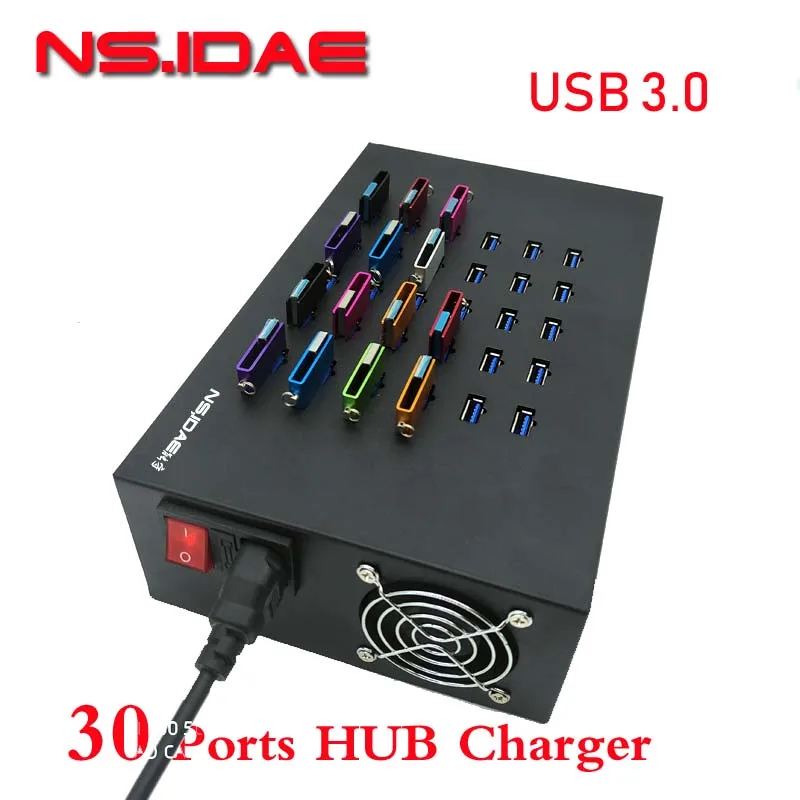 30 port USB 3.0 charger sync hub USB distributor for mobile phones, computers, printers, USB drives, laptops bitcoin mining