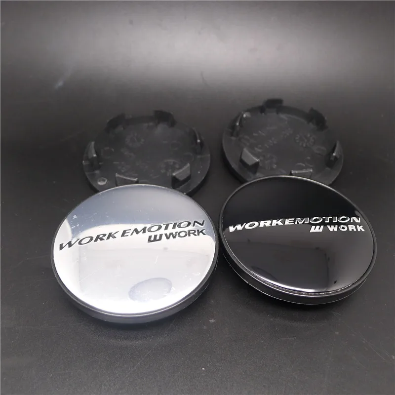 4pcs 60mm 53mm Wheel Center Caps Hub for W Work Emotion T1S F2S D3S W4S V5S Rims Cover Emblem Badge Black Chrome