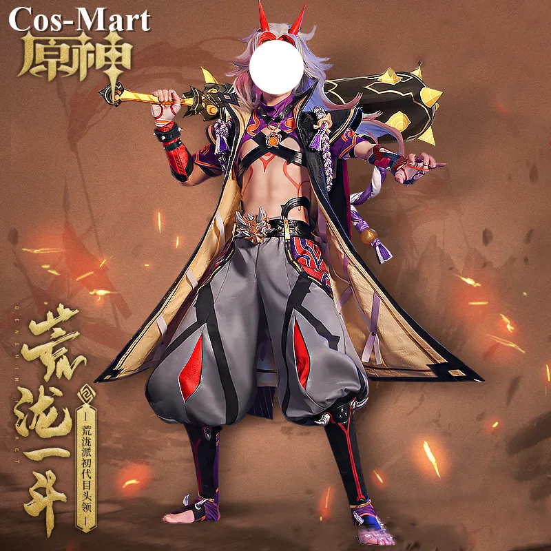 Cos-Mart Game Genshin Impact Arataki Itto Cosplay Costume Male Handsome Battle Uniform Activity Party Role Play Clothing M-XXL