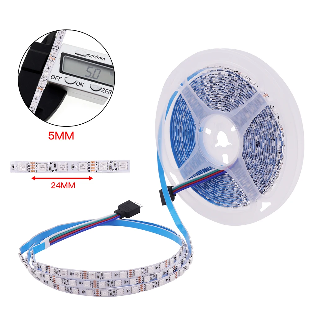 

5M RGB LED Strip Light 12V SMD3535 LED Tape Narrow 5mm PCB Width Flexible Ribbon 120LED/m Self-adhesive LED Lights Room Decor