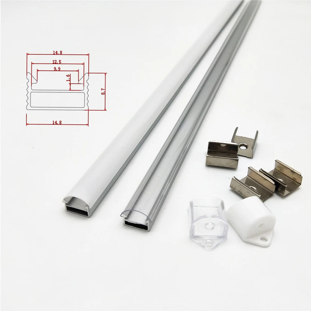 2sets Led Aluminum Profile 30CM 12MM Strip Alu Profile Light Bar Channeles Flat V U YW Housing Milky Cover for Under Closet Lamp