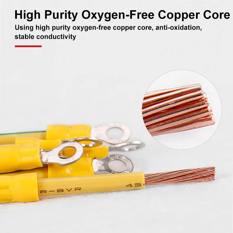 ZR Ground Wire Yellow And Green 2.5/4/6mm² Copper Tinned Bare High Flexibility Earth Electric Flat Lead Wires 10PCS 100-300mm