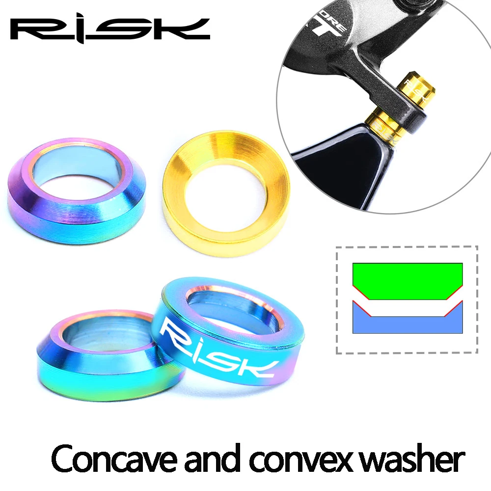 RISK 4Pcs/Box MTB Bike Hydraulic Disc Brake Caliper Concave and Convex Washer Spacer Bicycle M6 O Ring Gasket Screw Fastener