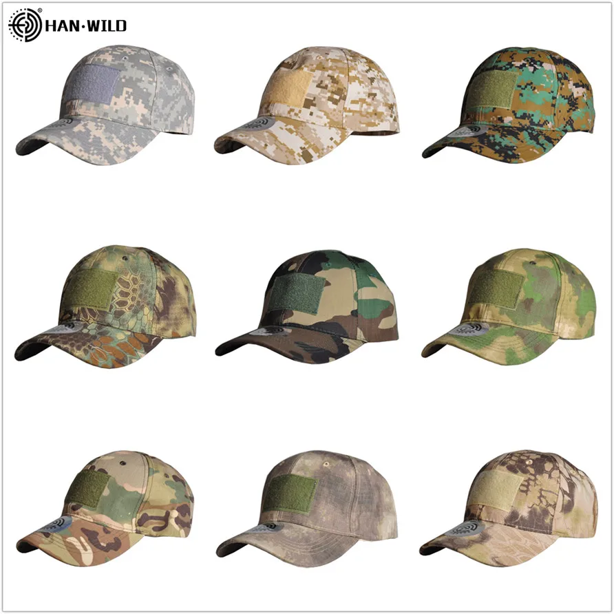 HAN WILD-Sombrero de camuflaje para hombre y mujer, gorra de béisbol para deportes al aire libre, caza, táctica, militar, bordado