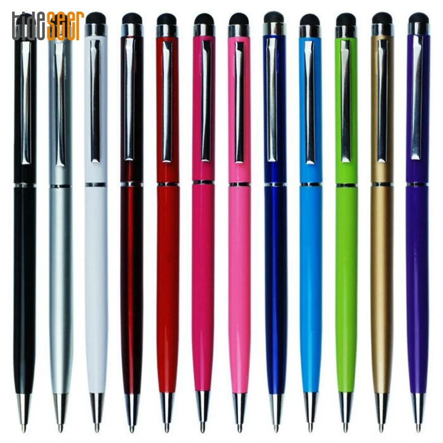 100pcs New Ballpoint Pens Touch Screen Stylus Pen Useful 2 in 1 Design Tablet Pencil For iPad iPhone Xiaomi Smart Phone