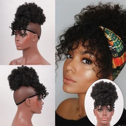 LUPU syntetyczne perwersyjne kręcone włosy Afro kucyk ze sznurkiem naturalne sztuczne włosy kok Chignon Bangs włosy Clip In Extension