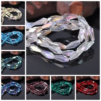 30pcs 4x10 มม.6x12mm Teardrop Bicone คริสตัลแก้วลูกปัดแบบหลวมสําหรับเครื่องประดับทําหัตถกรรม DIY