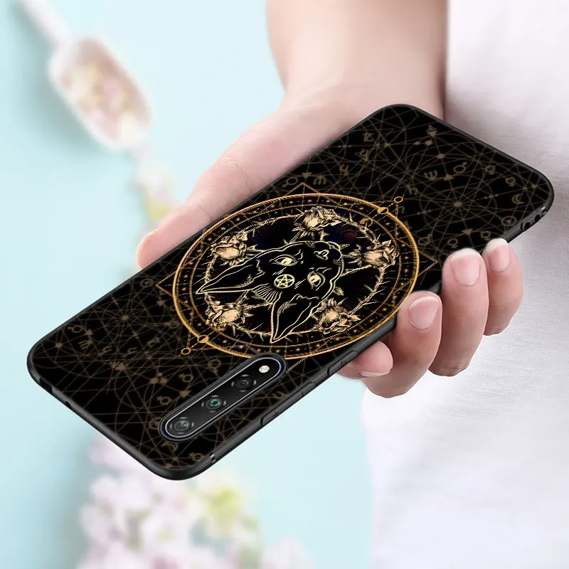 Witch and cat Custom Phone Case For Huawei Y9A Y7A Y9S Y8S Y6S Y5P Y6P Y7P Y8P Y5 Lite Y6 Y7 2018 Y9 Prime 2019 Black Cover