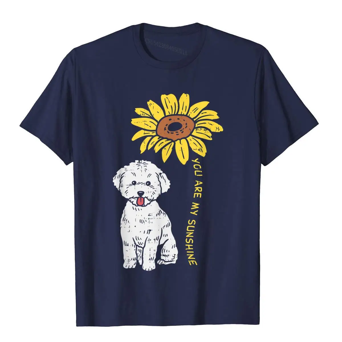 You Are My Sunshine Bichon Frise Sunflower Dog Lover Gift T-Shirt Tops & Tees Prevalent Camisa Cotton Men Top T-Shirts Cool