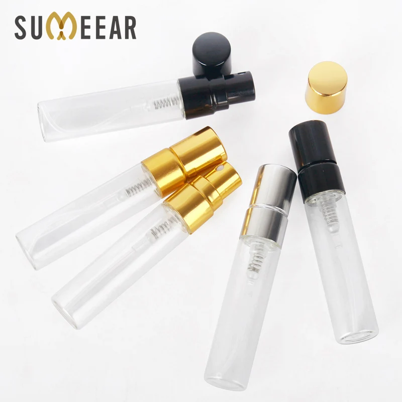 100Pieces/lot 5ml Mini Refillable Perfume Bottle For Sample Spray Bottle Metal Atomizer Portable Travel Gift Cosmetic Container