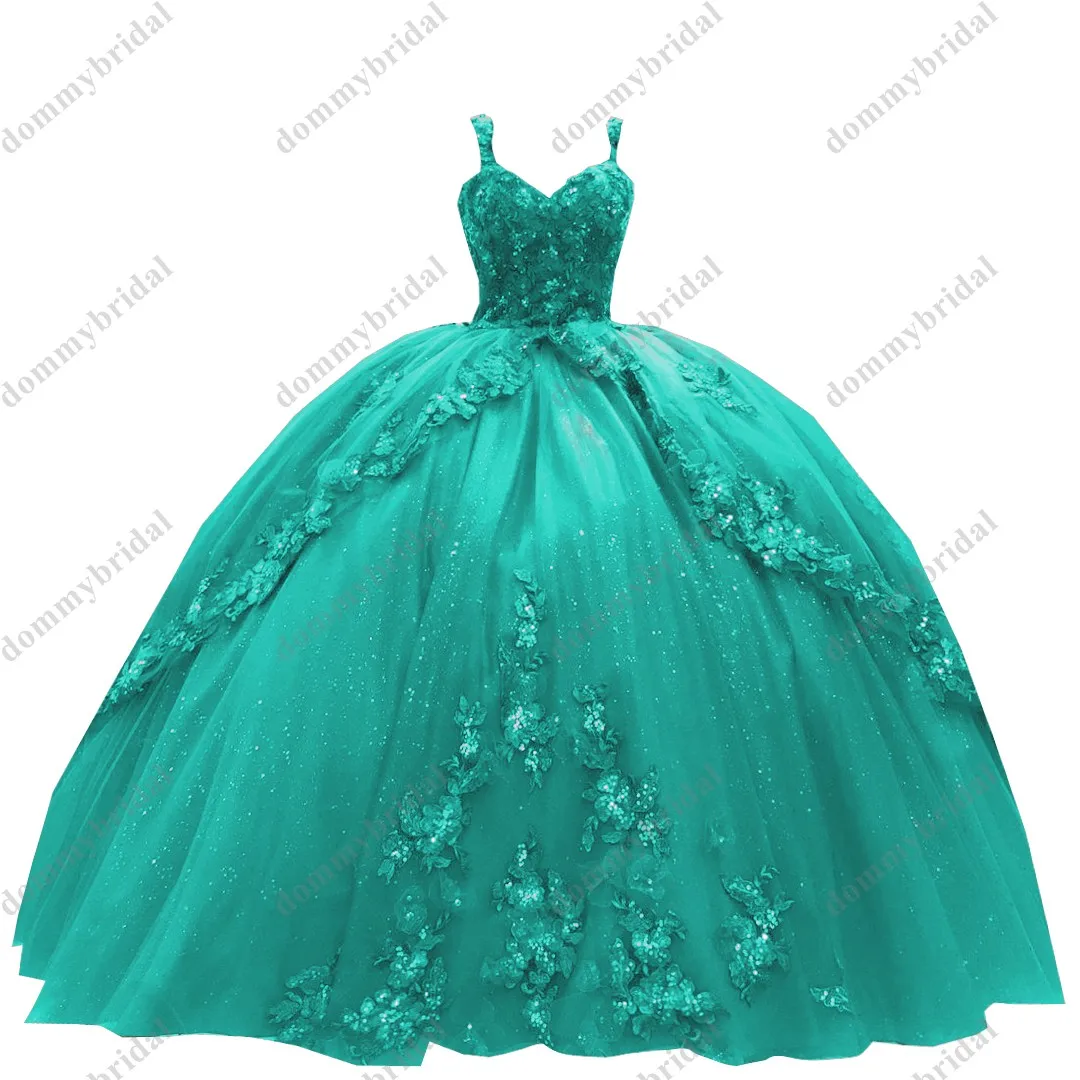 Vestido largo De quinceañera con tirantes, flores florales, lentejuelas, 2022