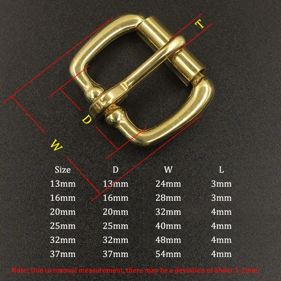 Solid Brass Metal Heel Bar Buckle End Bar Roller Buckle Rectangle Single Pin for Leather Craft Bag Belt Strap Webbing