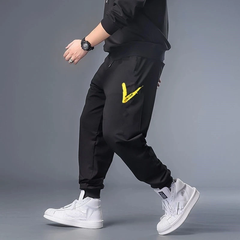 

summer spring sport wear korea style pants thin sweatpants Men plus size 8XL loose pants high street elasticity geometry Pants