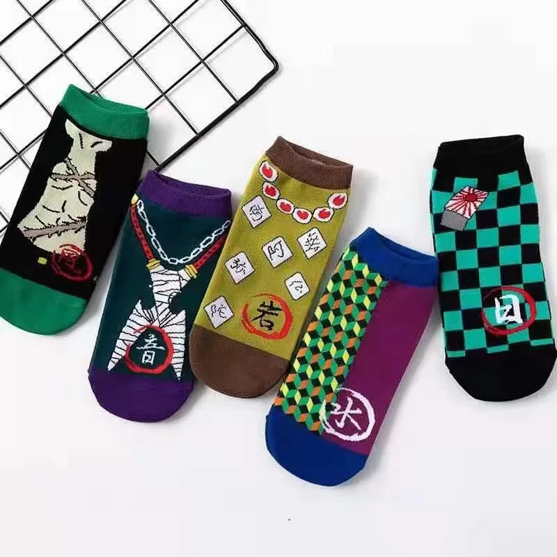 New Cartoon Men Women Socks Parent-Child Socks Funny Demon Slayer Kimetsu No Yaiba Cosplay Prop Cartoons Anime Cotton Socks