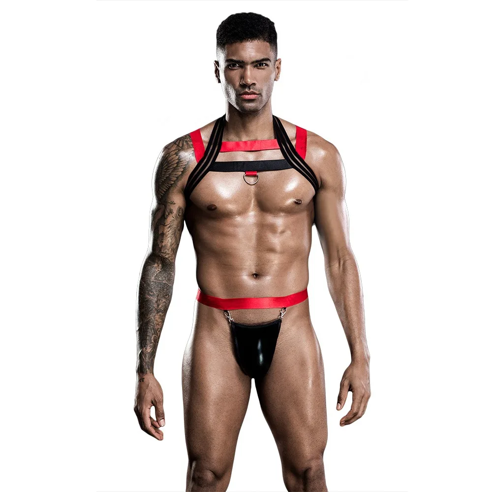 Mens Role Play Sexy Bandage Uniform Lingerie Set Cosplay Gay bar Pole Dance Costume Outfit