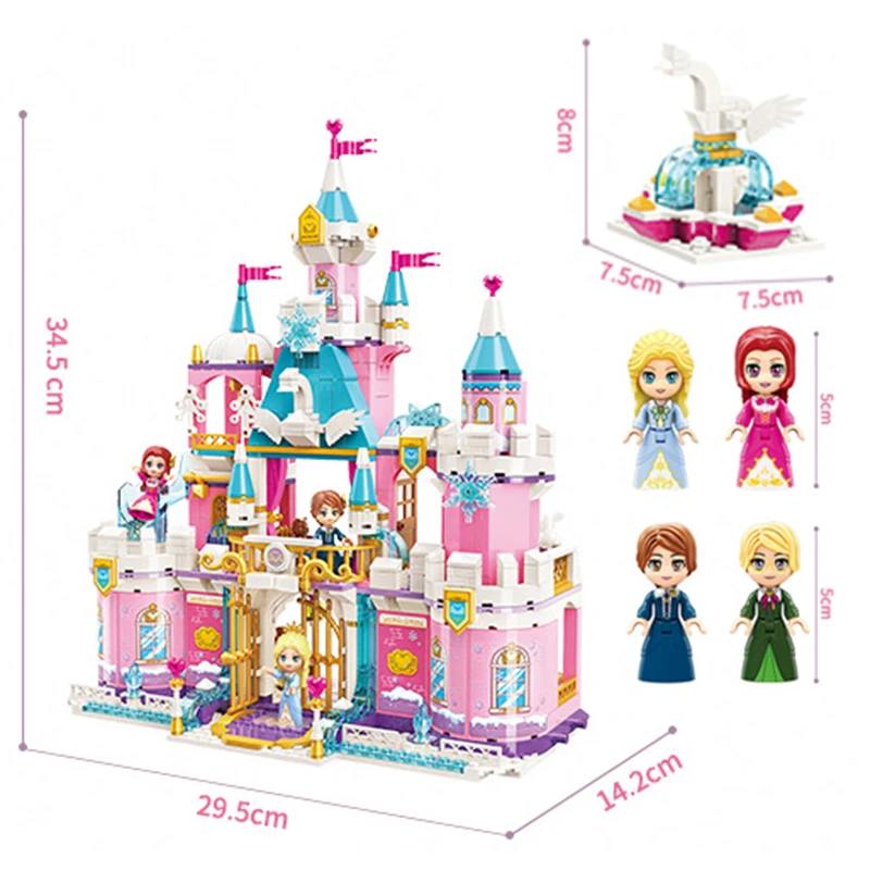 800pcs Princess Castle Building Block Bricks DIY Castle Blocks Set Girl Model Slide Brick Toys Compatible With Friends Kids Gift