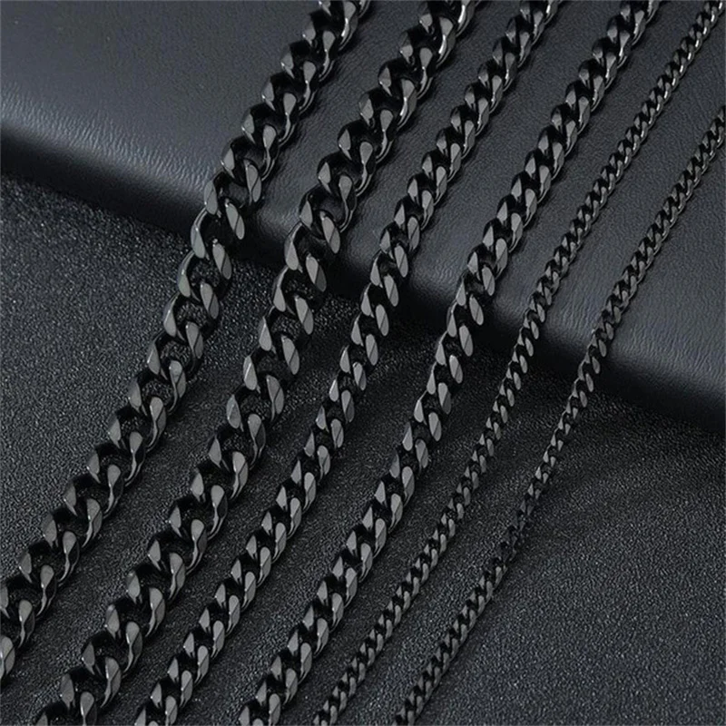 2021 Klassische Herrenkette, Breite 3 bis 7 MM, Edelstahl, Lange Halskette für Männer und Frauen, Kettenschmuck – Detail 8