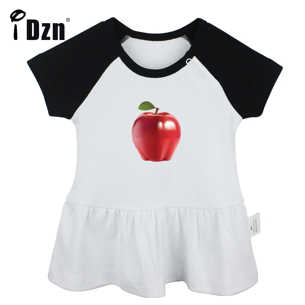 iDzn NEW Summer Cute Baby Girls Short Sleeve Dress Sweet Fruit Grapefruit Apple Pleated Dress Infant Clothes Soft Cotton Dresses