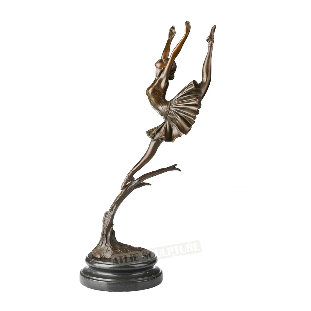 Ballerina Bronze Statue Female Jumping Ballet Dance Sculpture Delicate Modern Art Perfect Girl Room Decor Christmas Gifts