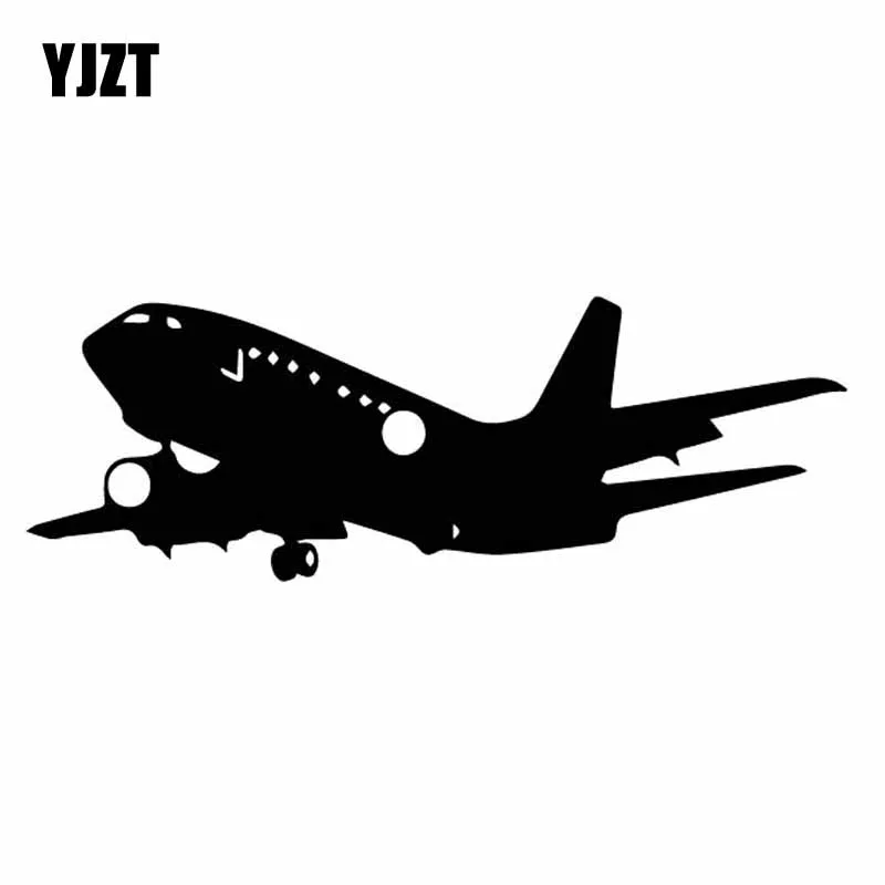 YJZT 15.4CM*5.4CM Cool Civil Aviation Aircraft Silhouette Vinyl Decal Delicate Car Sticker Black/Silver C27-1188