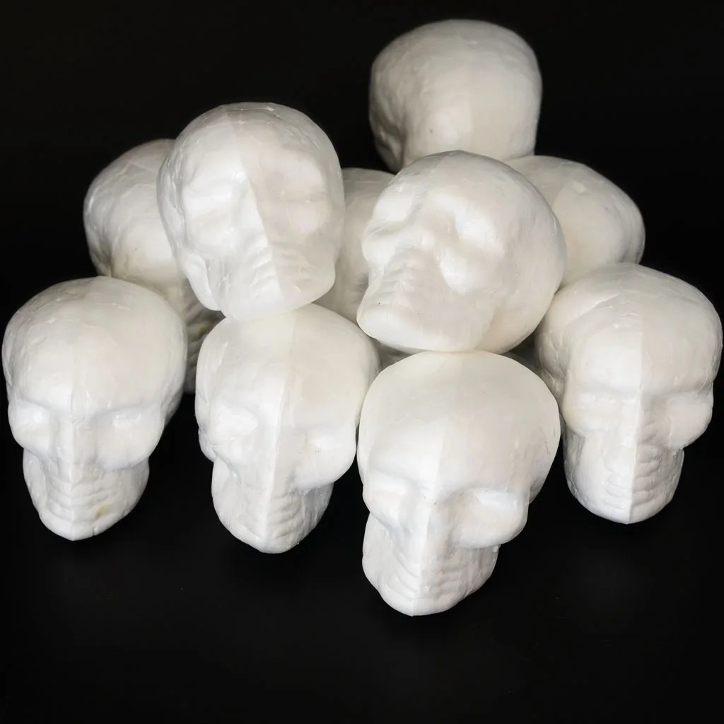 10set Halloween Skull Head Styrofoam Ornaments Skeleton Halloween Decor Scary Man Bone Party Decor DIY Kid Craft