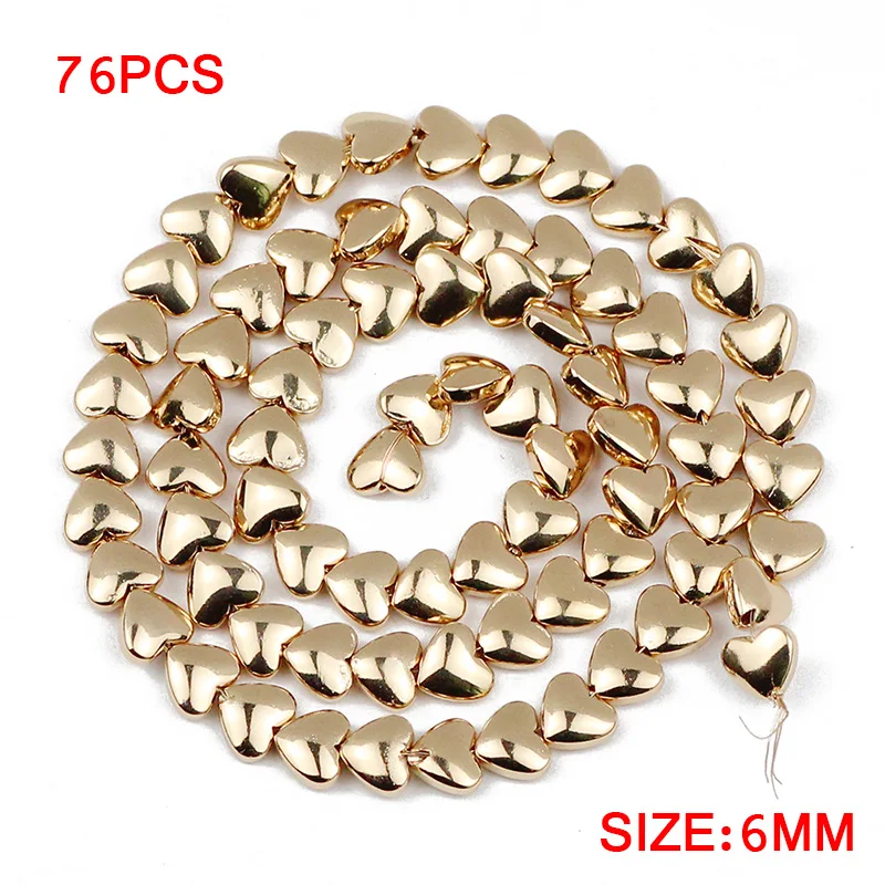 Rose Gold Plated Peach Heart Hematite Natural Stone 6mm Spacer Loose Beads For Jewelry Making Diy Bracelet Accessories Finding