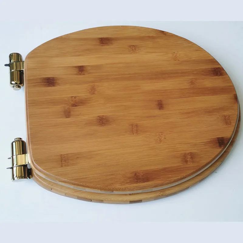 stainless steel slow-close quick release golden hinge solid wood bamboo toilet seats lid,OUV type universal toilet seats,J19391