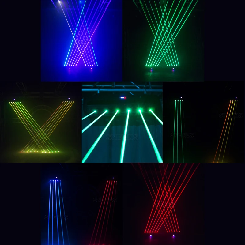 Bar Moving Head 3000mW RGB 3in1 DMX Scanner Light 6 Head Full Color For Party Disco DJ Wedding Stage Beam Effect