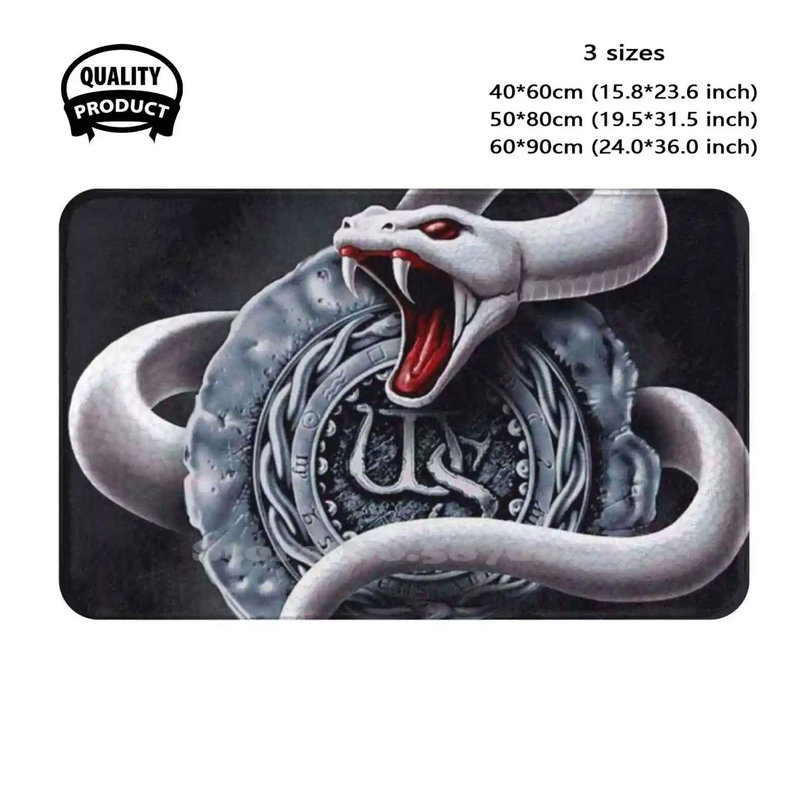 Somad Whitesnake Somad Tour Somad 2019 Logo Wrapped In A White Snake With A Black Background Soft Cushion Home Carpet Door Mat