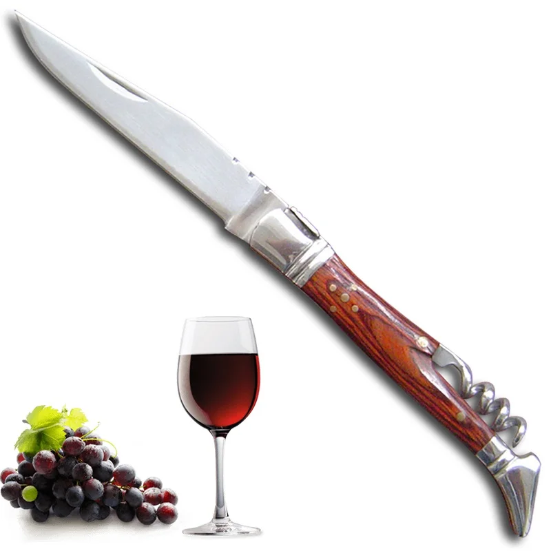 1 stücke Laguiole Tasche Messer Korkenzieher Wein Öffner Tragbare Falten Steak Messer Outdoor Camping Messer Camping Werkzeug Haushalt Verwenden