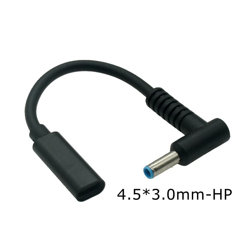 

15CM USB Type C PD Charging Cable Cord 19.5V 4.5*3.0mm Blue Tip Female Plug Converter Dc Power Adapter Charger for Hp Laptop