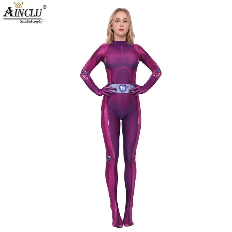 

Totally Spies Cosplay Costume Anime Bodysuit Clover Sam Alex Purple Suit Zentai Jumpsuits Halloween For Women Kids