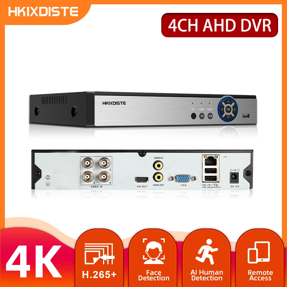 

4 Channel Hybrid 6 in 1 NVR TVI CVI AHD CCTV DVR Video Recorder 4K For 4CH 8MP Analog AHD IP Camera Video Surveillance DVR XMeye