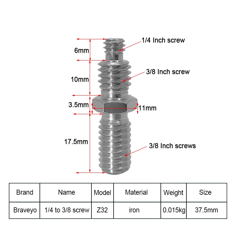 5pcs Tripod Middle Shaft Screw 1/4 to 3/8 Inch  Conversion Screw BallHead Camera  Conversion Head  Photography Equipment